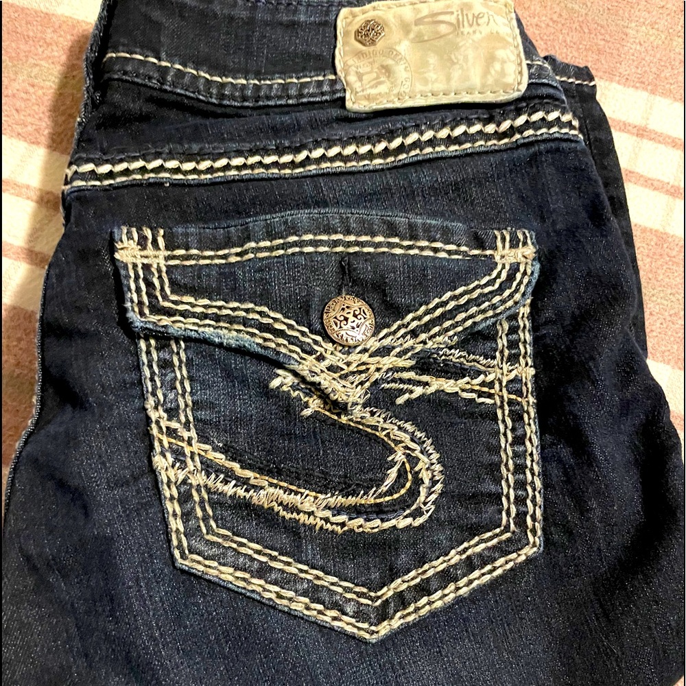 Silver crop jeans